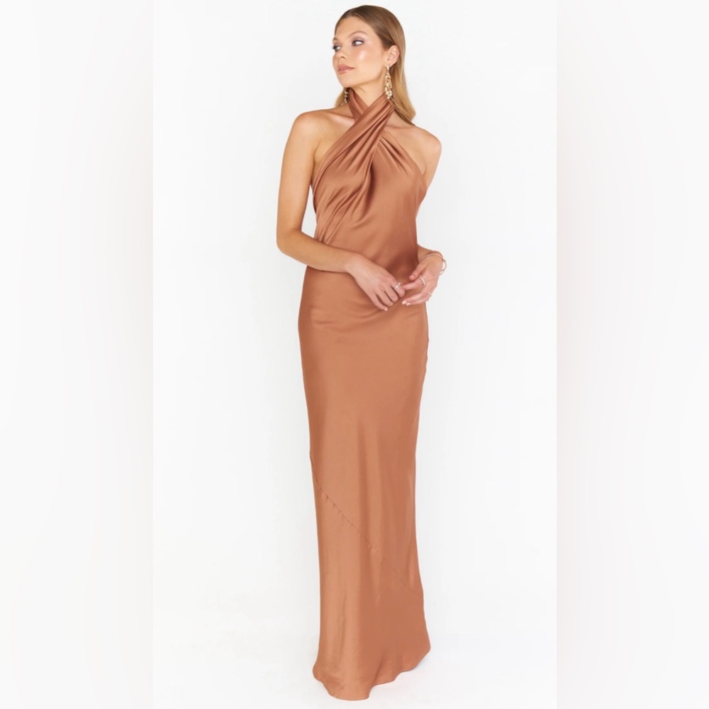 Show Me Your Mumu Jasmine Halter Maxi Dress‎ Copper Satin Wedding Guest Formal